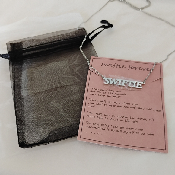 Taylor Swift "Swiftie" Silver Tone Metal Chain Necklace with Adjustable Length - Picture 4 of 10